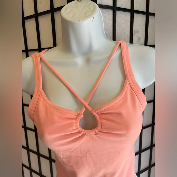 Athleta Shanti Keyhole Tank Top Womens XSmall Spring coral Crop - Picture 5 of 7